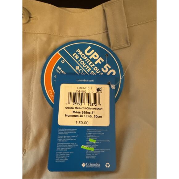 Columbia Tan Shorts Omnishade UPF50 NEW Mens 36 Performance Fishing Gear - Picture 2 of 12